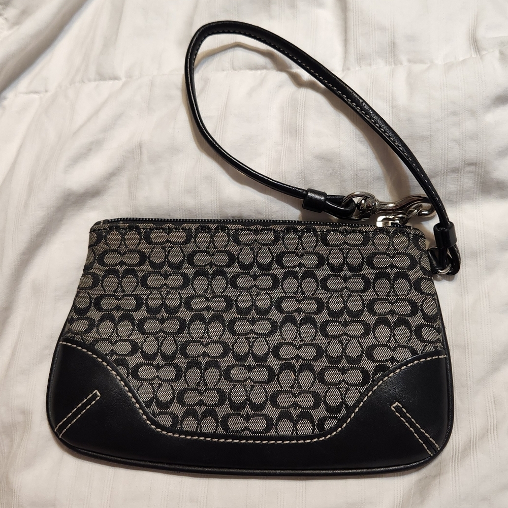 Coach Black and Gray Signature Wristlet